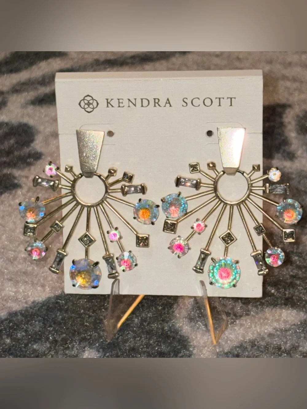 Vintage Kendra Scott Fabia Dichroic Glass Statement Earrings RARE/HTF